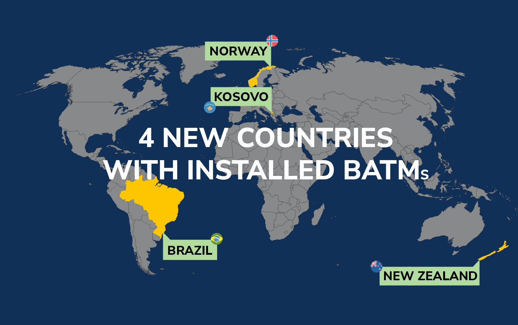 New countries with installed Bitcoin ATMs in 2023